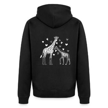 Giraffe Animal Lover Zoo Giraffe Heart - Unisex Premium Organic Zip Hoodie - black - Back - Nico (187cm)