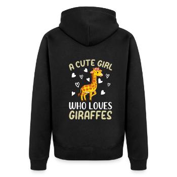 Zoo Animal Giraffe Une fille mignonne qui aime les girafes - Veste à capuche bio Premium Unisexe - noir - Dos - Nico (187cm)