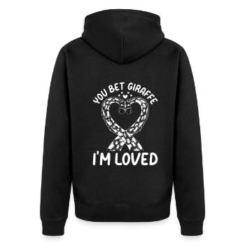 You Bet Giraffe I'm Loved - Cute Giraffes - Unisex Premium Bio Zip Hoodie - Schwarz - Hinten - Nico (187cm)