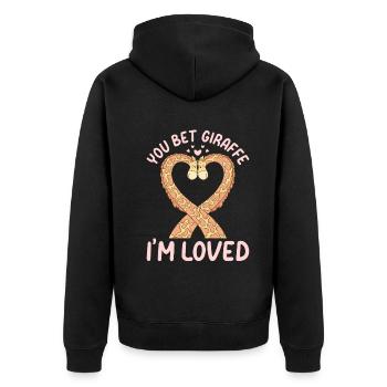 You Bet Giraffe I'm Loved Cute Giraffes - Unisex Premium Bio Zip Hoodie - Schwarz - Hinten - Nico (187cm)