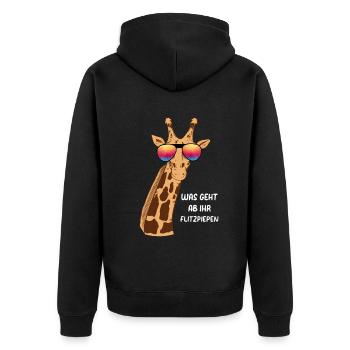 Giraffe Lustig Was Geht Ab Ihr Flitzpiepen Giraffe - Unisex Premium Bio Zip Hoodie - Schwarz - Hinten - Nico (187cm)