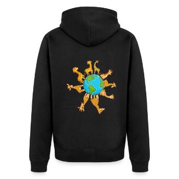 Giraffe Earth Day Giraffes Earth Day Giraffes - Unisex Premium Bio Zip Hoodie - Schwarz - Hinten - Nico (187cm)