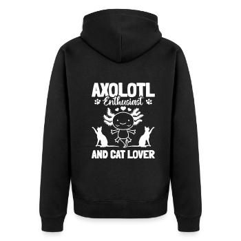Axolotl Enthusiast And Cat Lover - Unisex Premium Bio Zip Hoodie - Schwarz - Hinten - Nico (187cm)