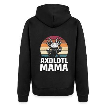 Axolotl Cute Axolotl Mama Kawaii Axolotl Mama - Unisex Premium Organic Zip Hoodie - black - Back - Nico (187cm)