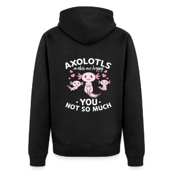 Axolotls Makes Me Happy You Not So Much - Unisex Premium Organic Zip Hoodie - black - Back - Nico (187cm)