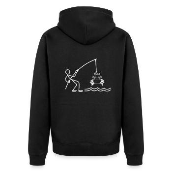 Funny Axolotl Stick Figure Axolotl Fishing - Unisex Premium Bio Zip Hoodie - Schwarz - Hinten - Nico (187cm)