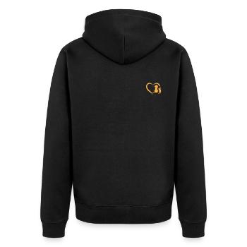 Dog Puppy and Baby Cat Heart - Animal Heart Dog & - Unisex Premium Bio Zip Hoodie - Schwarz - Hinten - Nico (187cm)