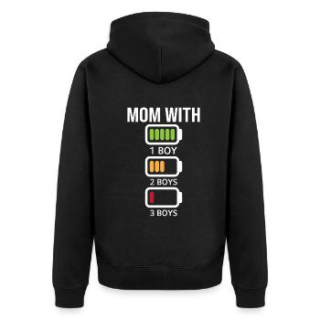 Maman avec trois garçons Batterie vide - Maman avec thre - Veste à capuche bio Premium Unisexe - noir - Dos - Nico (187cm)