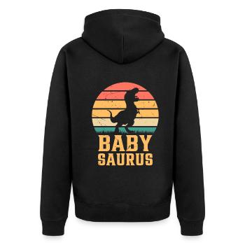 Baby Saurus Newborn Baby Dino Baby Dinosaur Babysa - Unisex Premium Bio Zip Hoodie - Schwarz - Hinten - Nico (187cm)