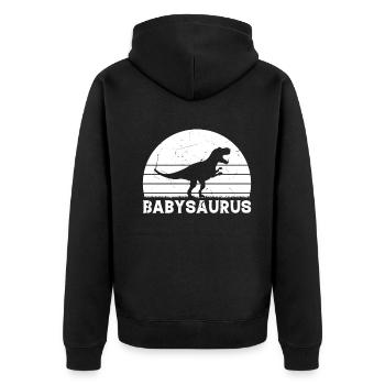 Baby Saurus Newborn Baby Dinosaur Baby Dino Babysa - Unisex Premium Bio Zip Hoodie - Schwarz - Hinten - Nico (187cm)