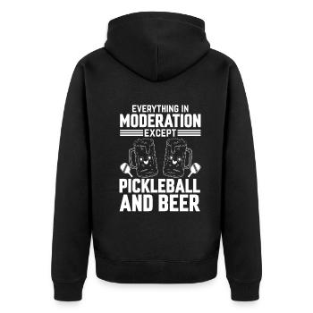 Everything In Moderation Except Pickleball - Unisex Premium Organic Zip Hoodie - black - Back - Nico (187cm)