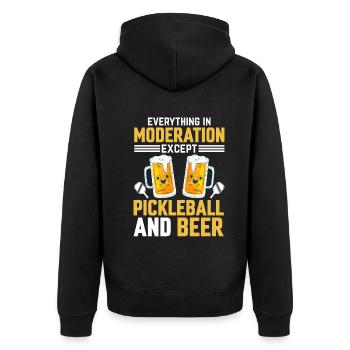 Everything In Moderation Except Pickleball And Bee - Unisex Premium Organic Zip Hoodie - black - Back - Nico (187cm)