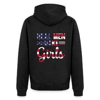 Real Men Make Girls Daddy Paternity Girl Daddy - Unisex Premium Organic Zip Hoodie - black - Back - Nico (187cm)