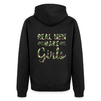 Daddy Paternity - Real Men Make Girls - New Daddy - Unisex Premium Organic Zip Hoodie - black - Back - Nico (187cm)