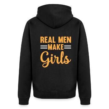 New Daddy To Be - Real Men Make Girls - Daddy Godfather - Unisex Premium Organic Zip Hoodie - black - Back - Nico (187cm)