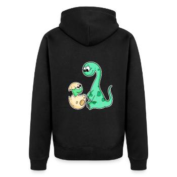 Dinosaures avec bébés dinosaures - Veste à capuche bio Premium Unisexe - noir - Dos - Nico (187cm)