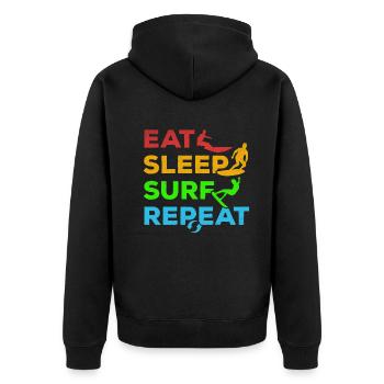 Surf Eat Sleep Surf Repeat - Surfeur de vagues - Veste à capuche bio Premium Unisexe - noir - Dos - Nico (187cm)