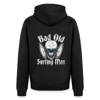 Surfer Bad Old Surfing Man Surfer - Unisex Premium Organic Zip Hoodie - black - Back - Nico (187cm)