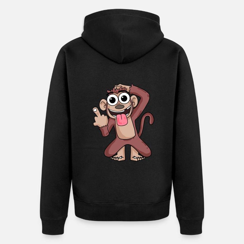 Singe pointant le majeur - Veste à capuche bio Premium Unisexe - noir