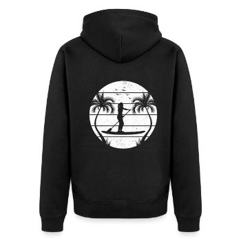 SUP Girl Sports Nautiques SUP - Coucher de soleil Stand Up Paddle - Veste à capuche bio Premium Unisexe - noir - Dos - Nico (187cm)