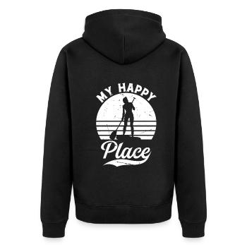 SUP Girl My Happy Place - Water Sports Stand Up Pa - Unisex Premium Organic Zip Hoodie - black - Back - Nico (187cm)