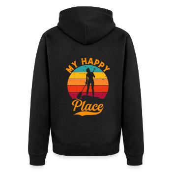 SUP Girl My Happy Place - Water Sports Stand Up Pa - Unisex Premium Organic Zip Hoodie - black - Back - Nico (187cm)