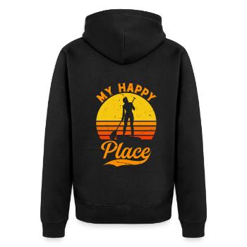 My Happy Place SUP Girl - Water Sports Stand Up Pa - Unisex Premium Organic Zip Hoodie - black - Back - Nico (187cm)
