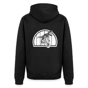 Motocross Dinosaur Dirtbike Dino - Dirt Bike Dinos - Unisex Premium Organic Zip Hoodie - black - Back - Nico (187cm)