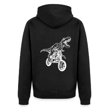 Dirt Bike Dinosaur Dirtbike Dino - Motocross Dinos - Unisex Premium Organic Zip Hoodie - black - Back - Nico (187cm)