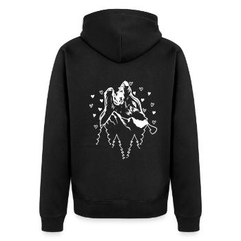 Wolf Lover Wolf Head - Wolves Animal Wolfhound Wol - Unisex Premium Bio Zip Hoodie - Schwarz - Hinten - Nico (187cm)