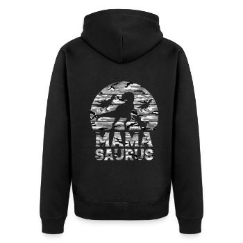 Mama Saurus Mama Dinosaur Camouflage Flag Dino Mam - Unisex Premium Bio Zip Hoodie - Schwarz - Hinten - Nico (187cm)