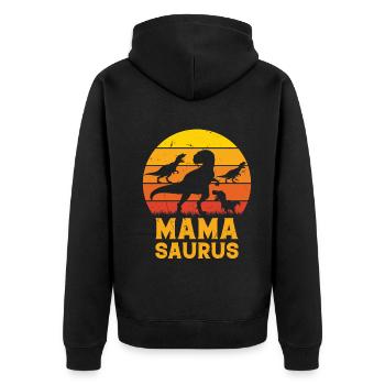 Mamasaurus Mama Dinosaur Family Mama Dino Mamasaur - Unisex Premium Organic Zip Hoodie - black - Back - Nico (187cm)