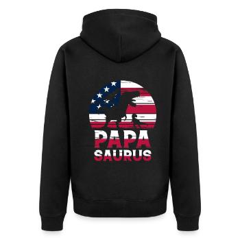 Papa Saurus Papa Dinosaure Drapeau américain Dino Papas - Veste à capuche bio Premium Unisexe - noir - Dos - Nico (187cm)