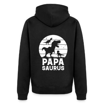 Papasaurus Papa Dinosaur Family Papa Dino Papa Sau - Unisex Premium Organic Zip Hoodie - black - Back - Nico (187cm)