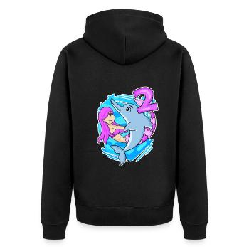 2ème anniversaire fille 2 ans sirène - Veste à capuche bio Premium Unisexe - noir - Dos - Nico (187cm)