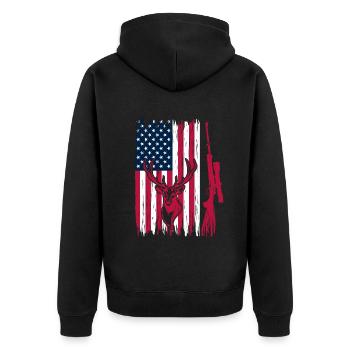 Hunter American Flag Deer Head - Deer Hunting - Unisex Premium Bio Zip Hoodie - Schwarz - Hinten - Nico (187cm)