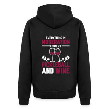 Playing Pickleball Tennis Paddleball Pickleball - Unisex Premium Bio Zip Hoodie - Schwarz - Hinten - Nico (187cm)