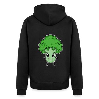 Brokkoli Für Kinder - Unisex Premium Bio Zip Hoodie - Schwarz - Hinten - Nico (187cm)