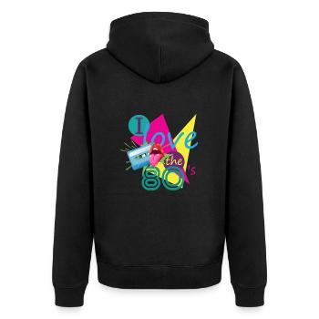 80s Retro Cassette 80s Outfit I Love the 80s - Unisex Premium Organic Zip Hoodie - black - Back - Nico (187cm)