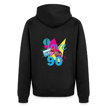 90s Retro Kassette 90er Outfit I Love the 90s - Unisex Premium Bio Zip Hoodie - Schwarz - Hinten - Nico (187cm)