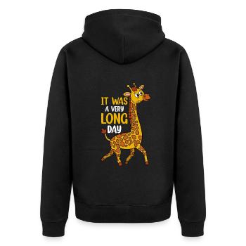 Funny Giraffe Lover - It Was A Very Long Day - Gir - Unisex Premium Organic Zip Hoodie - black - Back - Nico (187cm)