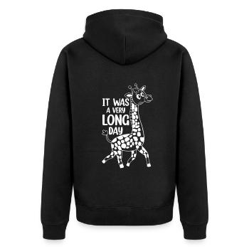 It Was A Very Long Day - Funny Giraffe - Unisex Premium Organic Zip Hoodie - black - Back - Nico (187cm)