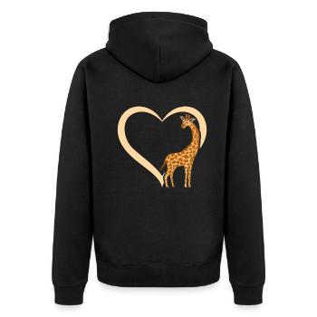 Girafe Lover - Girafe Coeur Girafe - Giraf mignon - Veste à capuche bio Premium Unisexe - noir - Dos - Nico (187cm)