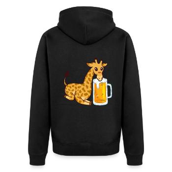 Giraffe Beer Funny Giraffe Lover - Funny Giraffe - Unisex Premium Bio Zip Hoodie - Schwarz - Hinten - Nico (187cm)