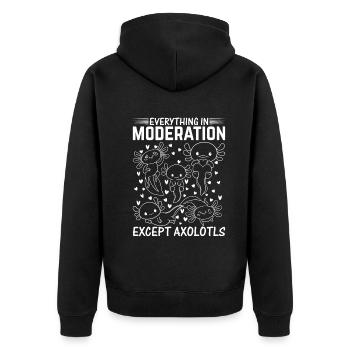 Axolotl Lover - Everything In Moderation Except Ax - Unisex Premium Bio Zip Hoodie - Schwarz - Hinten - Nico (187cm)