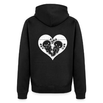 Kawaii Axolotl Cute Axolotl Lover I Axolotl Heart - Unisex Premium Organic Zip Hoodie - black - Back - Nico (187cm)