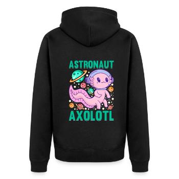 Axolotl Lover Funny Astronaut Axolotl - Unisex Premium Organic Zip Hoodie - black - Back - Nico (187cm)