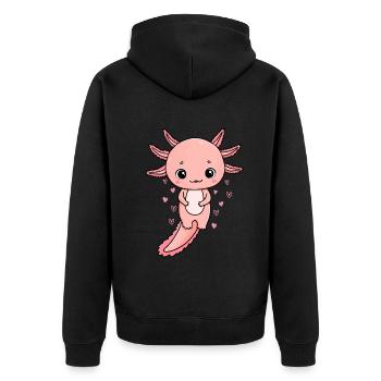 Axolotl Kawaii Axolotl Amant Mignon Axolotl - Veste à capuche bio Premium Unisexe - noir - Dos - Nico (187cm)