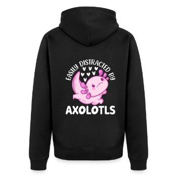 Axolotl Lover Mignon Axolotls - Facilement distrait par - Veste à capuche bio Premium Unisexe - noir - Dos - Nico (187cm)