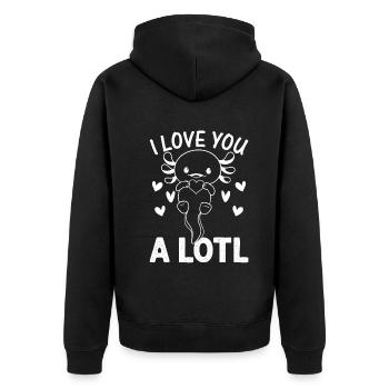 Axolotl - I Love You A Lotl - Kawaii Axolotl Cute - Unisex Premium Organic Zip Hoodie - black - Back - Nico (187cm)